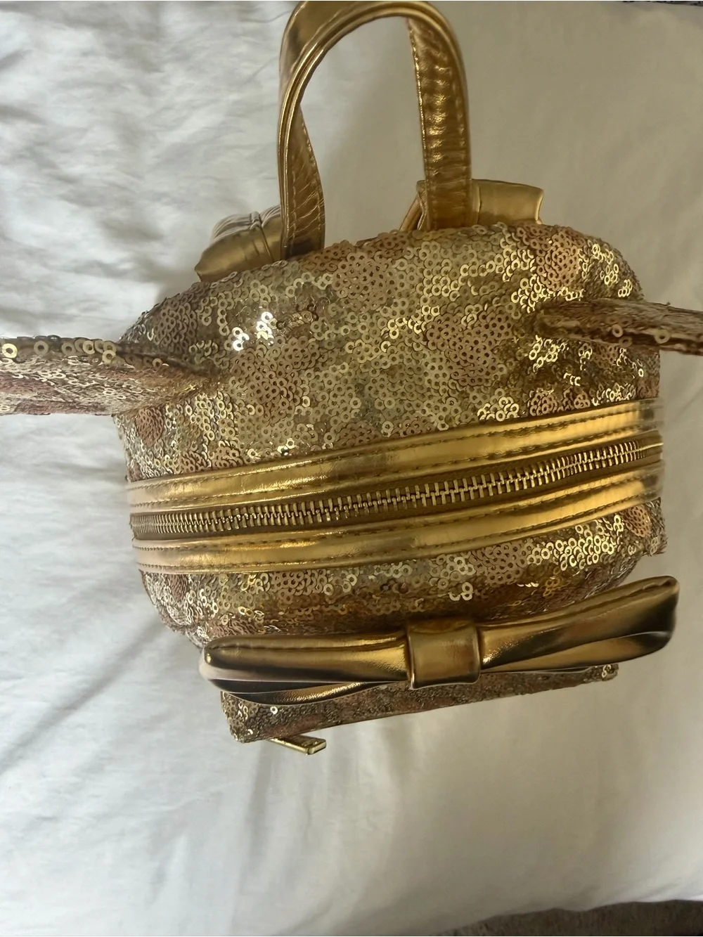 Loungefly Gold Sequin Minnie Ear Mini Backpack